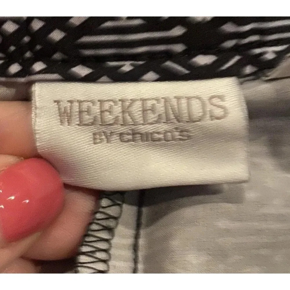 Weekends by Chico's French Duo‎ Tone Geometric Print Crop Pants Womens XL (931) - Picture 3 of 6